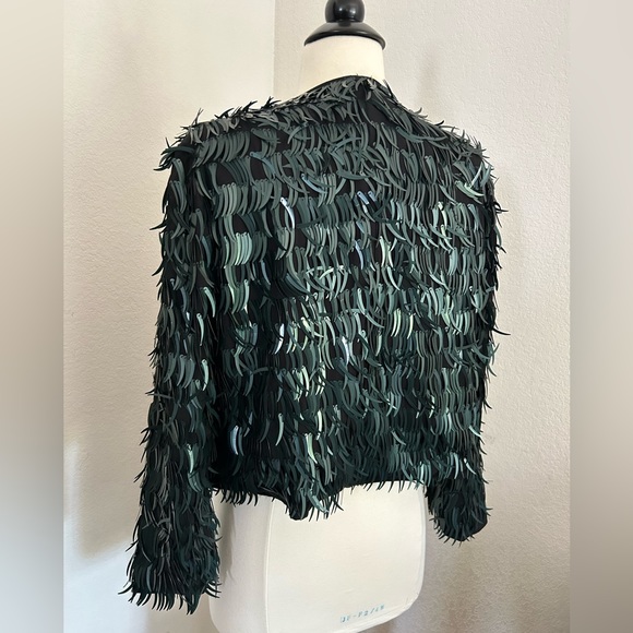 Topshop | Teal Sequined Blazer Jacket - Picture 2 of 4